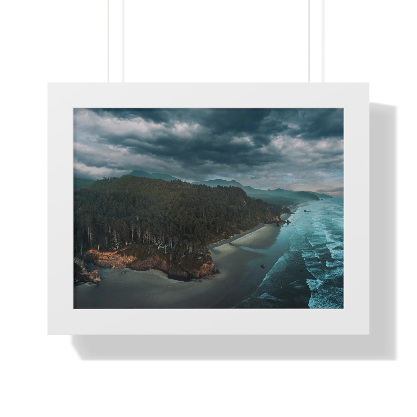 Oregon - Hug Point Sky View - Framed Horizontal Poster