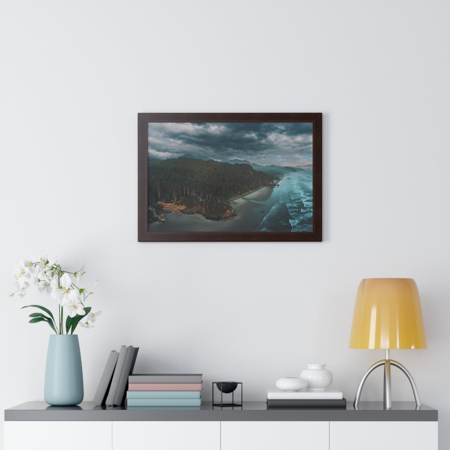 Oregon - Hug Point Sky View - Framed Horizontal Poster