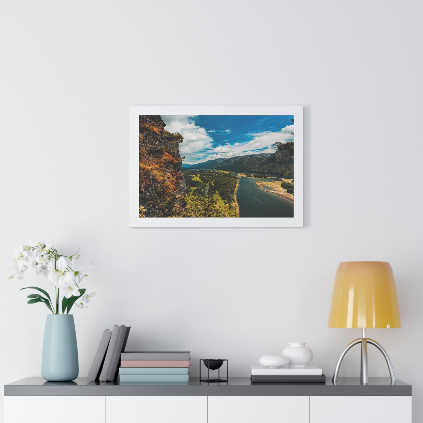 Washington - Beacon Rock  - Framed Horizontal Poster