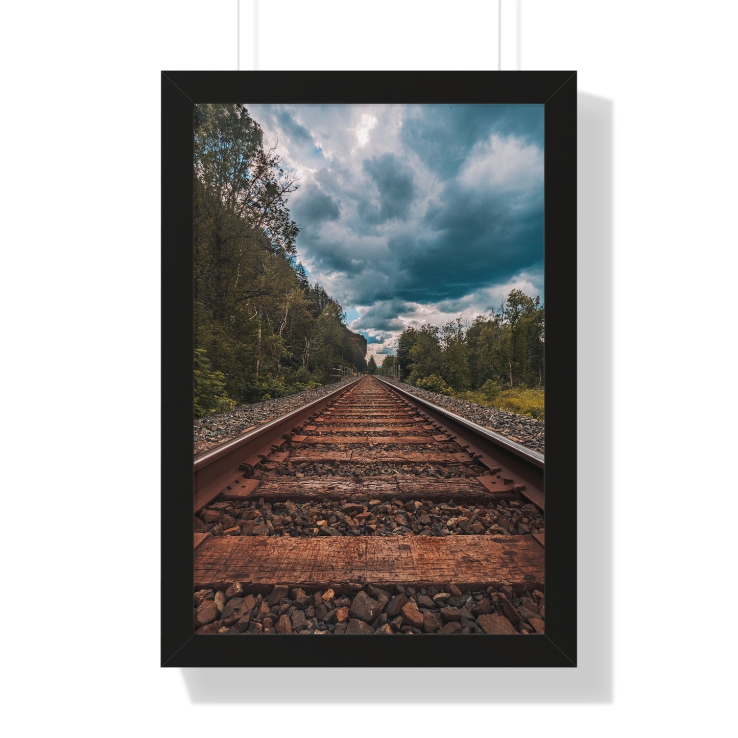 Oregon Train Tracks - Framed Vertical Poster