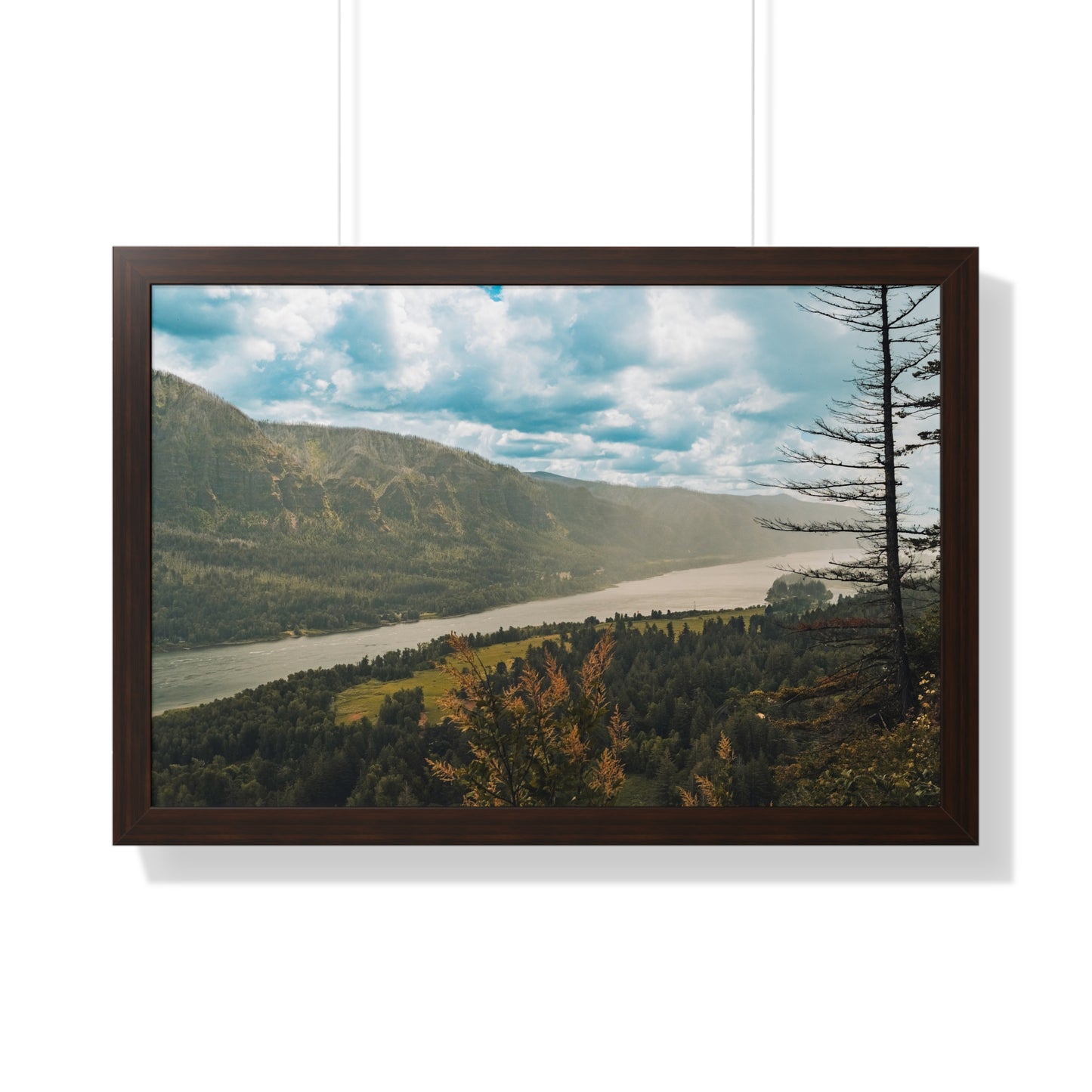 Washington - Beacon Rock Overlook - Framed Horizontal Poster