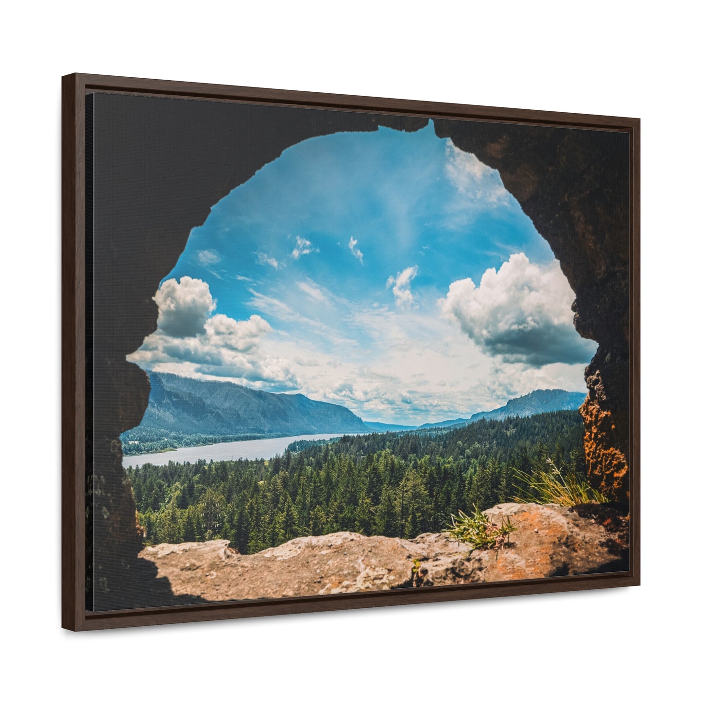 Washington - Beacon Rock View  - Gallery Canvas Wrap, Horizontal Frame