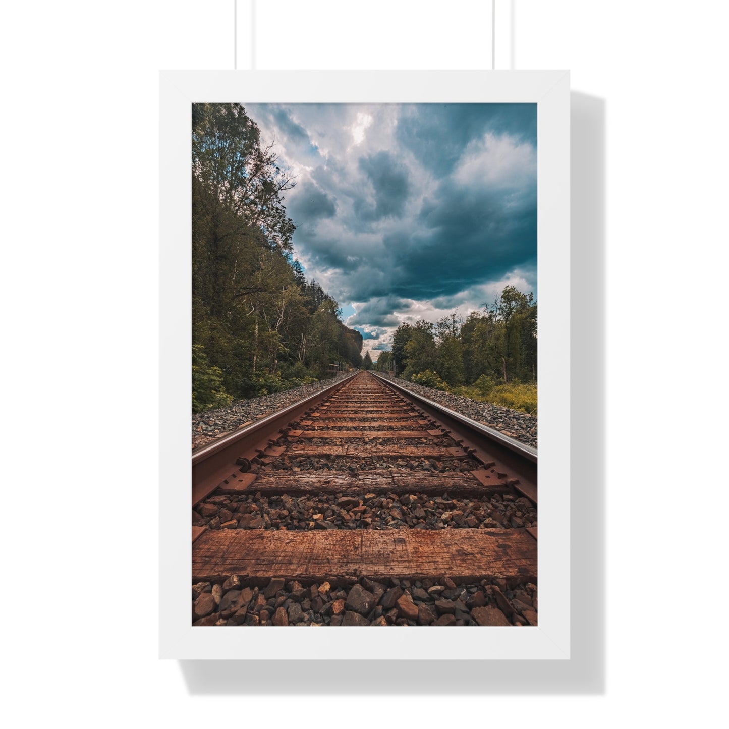 Oregon Train Tracks - Framed Vertical Poster