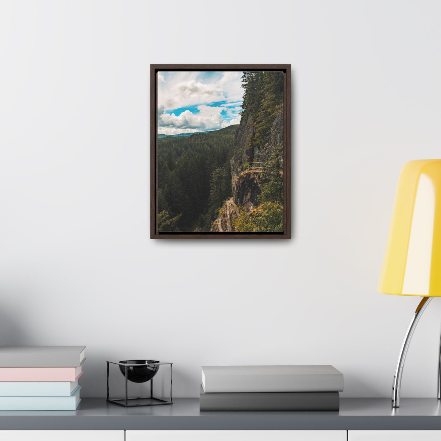 Washington - Beacon Rock View Point - Gallery Canvas Wraps, Vertical Frame