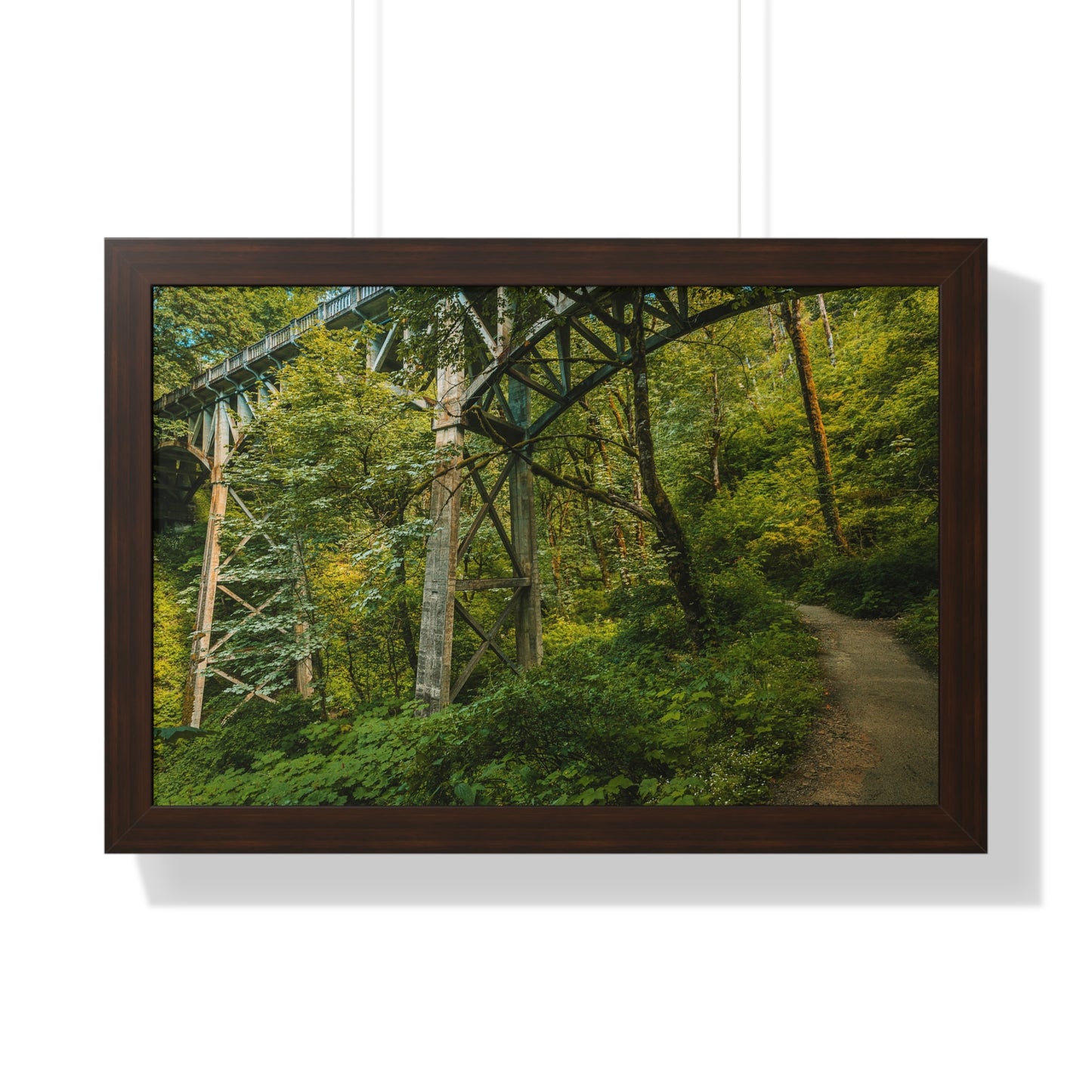 Oregon - Latourell Falls Bridge Trail - Framed Horizontal Poster