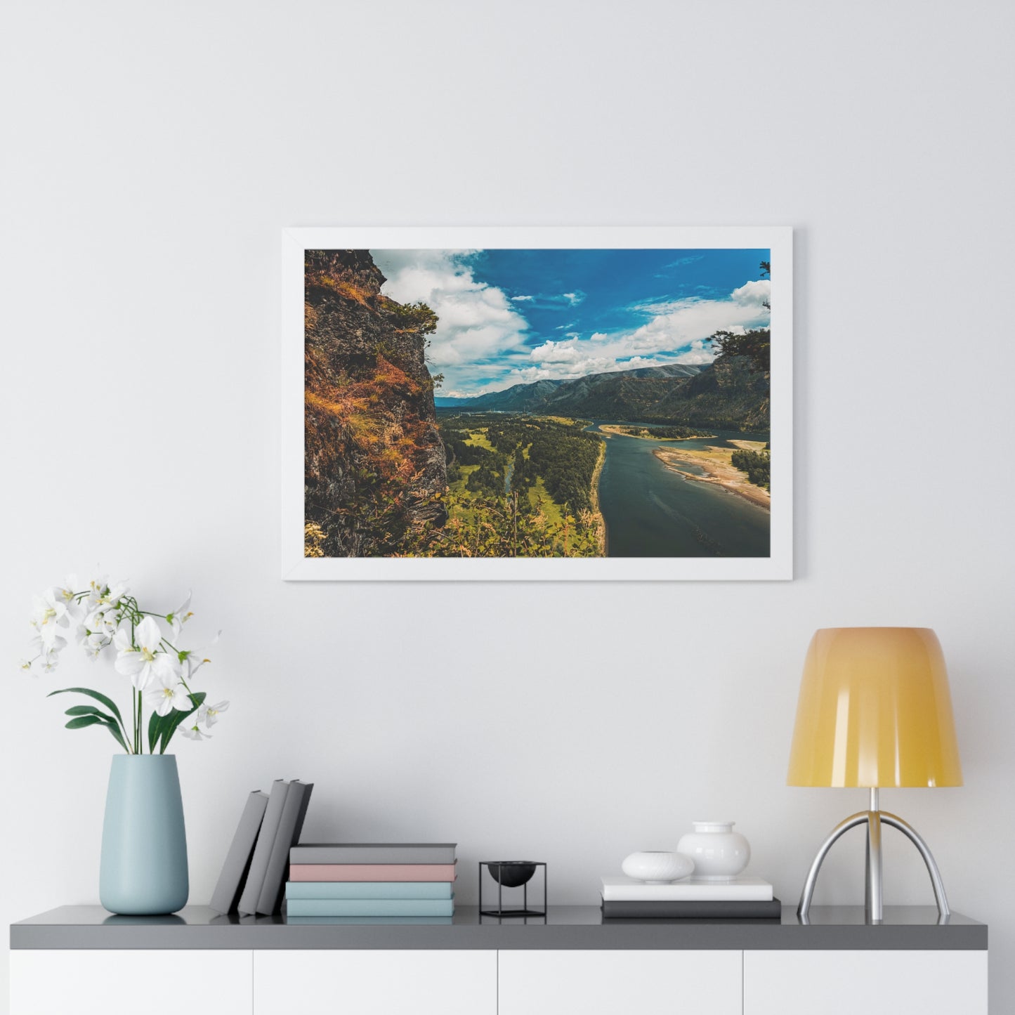 Washington - Beacon Rock  - Framed Horizontal Poster