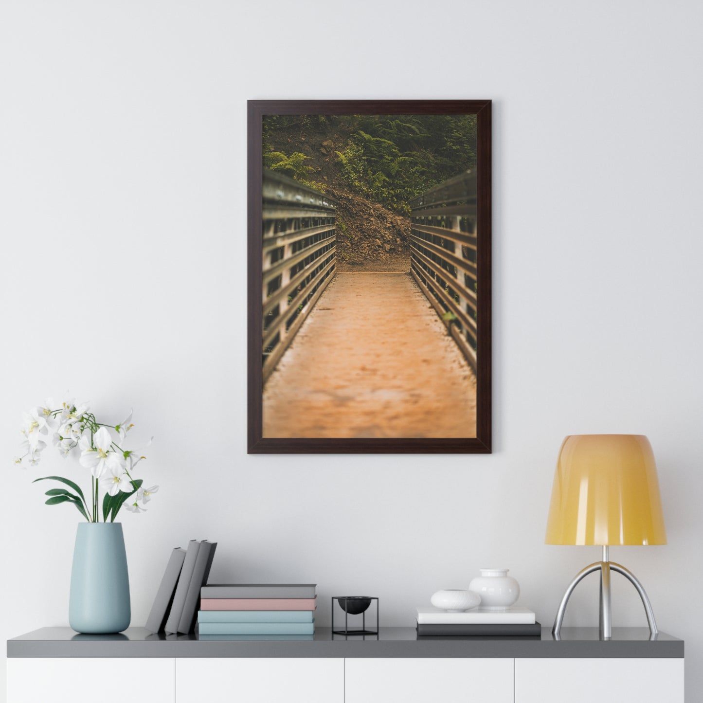 Oregon - Upper Latourell Falls Bridge - Framed Vertical Poster