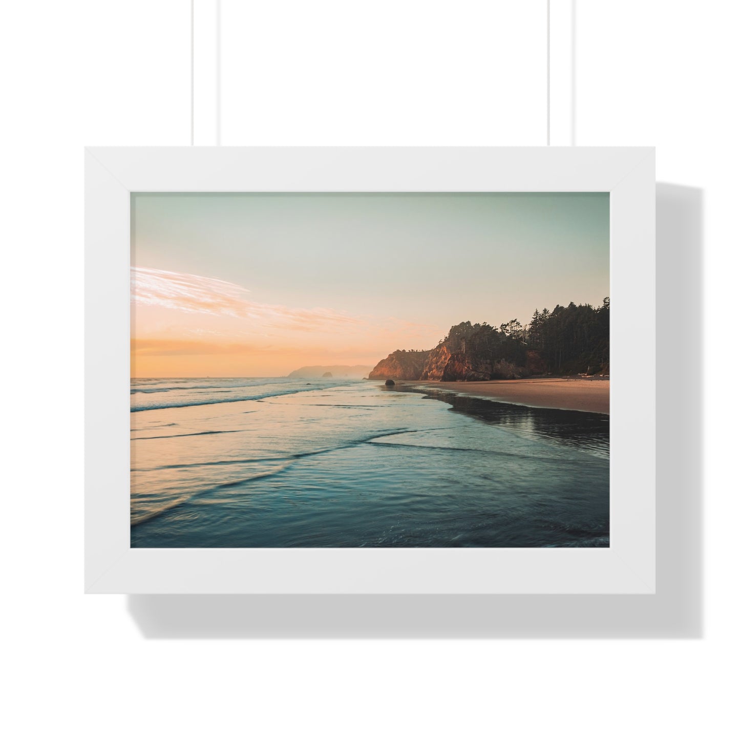 Oregon - Hug Point Sunset  - Framed Horizontal Poster