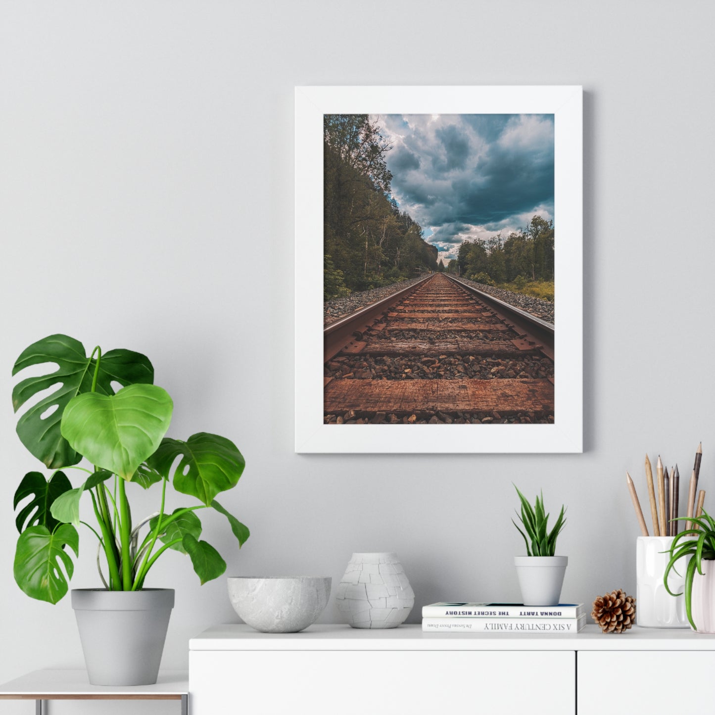 Oregon Train Tracks - Framed Vertical Poster