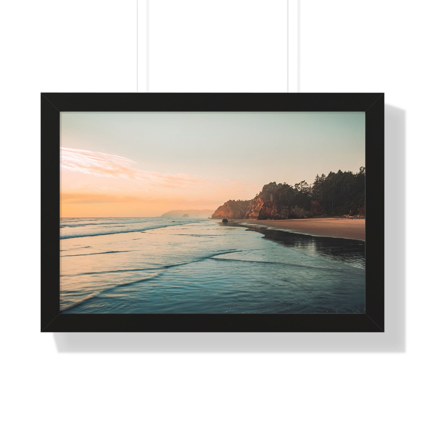 Oregon - Hug Point Sunset  - Framed Horizontal Poster