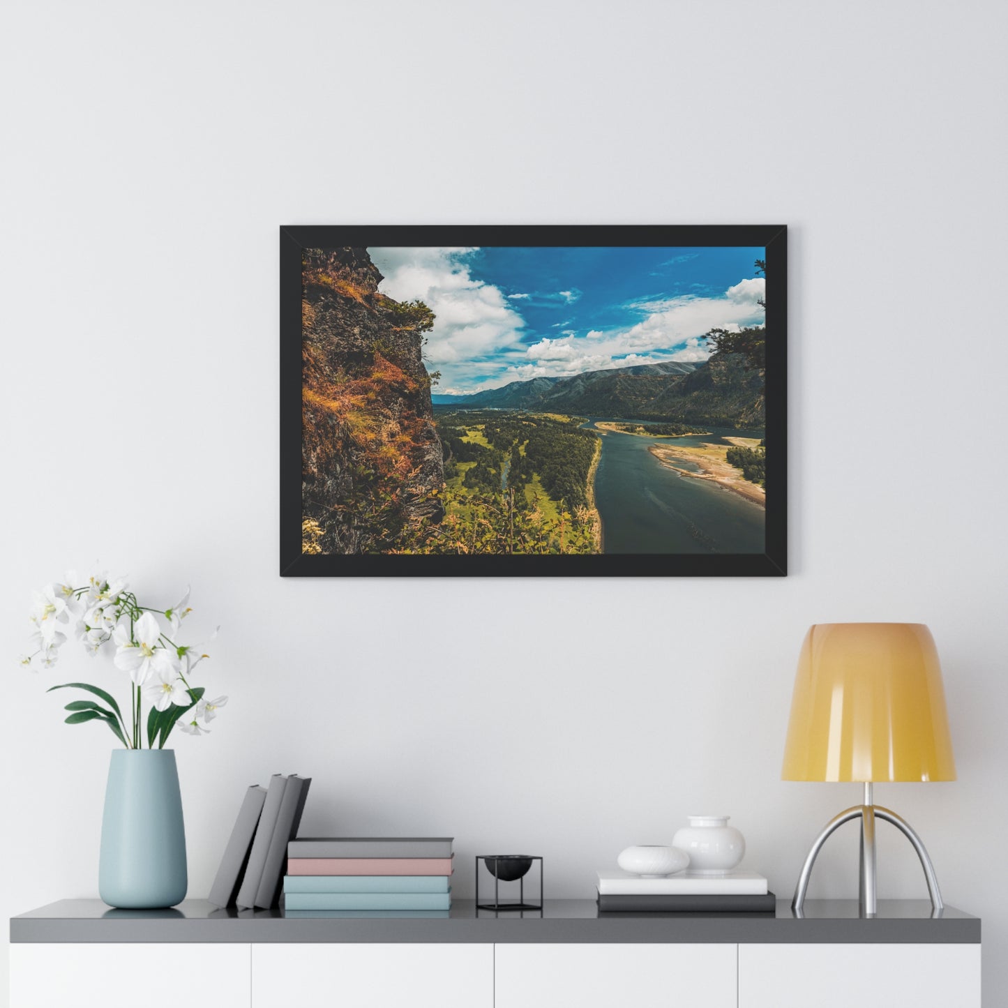 Washington - Beacon Rock  - Framed Horizontal Poster