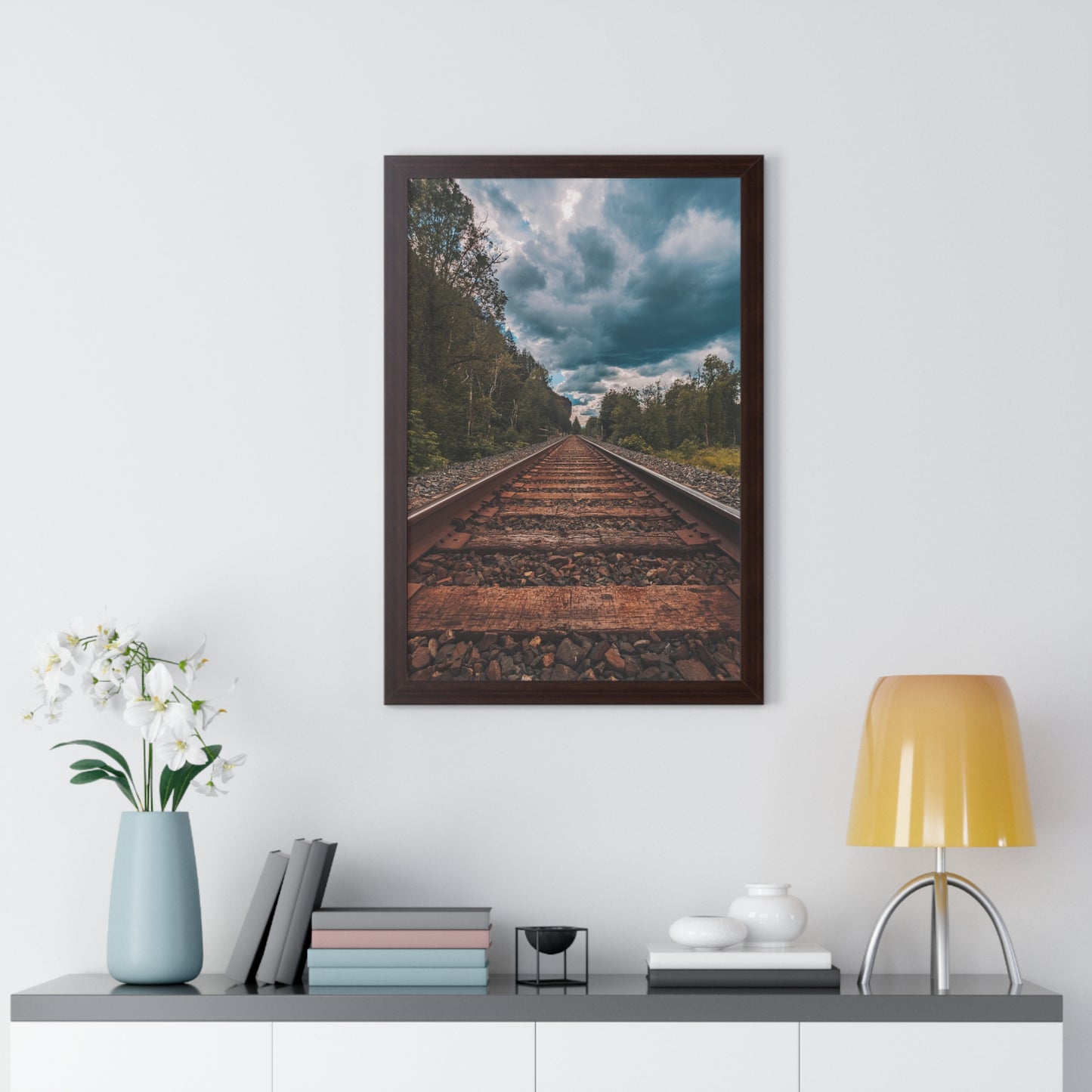 Oregon Train Tracks - Framed Vertical Poster