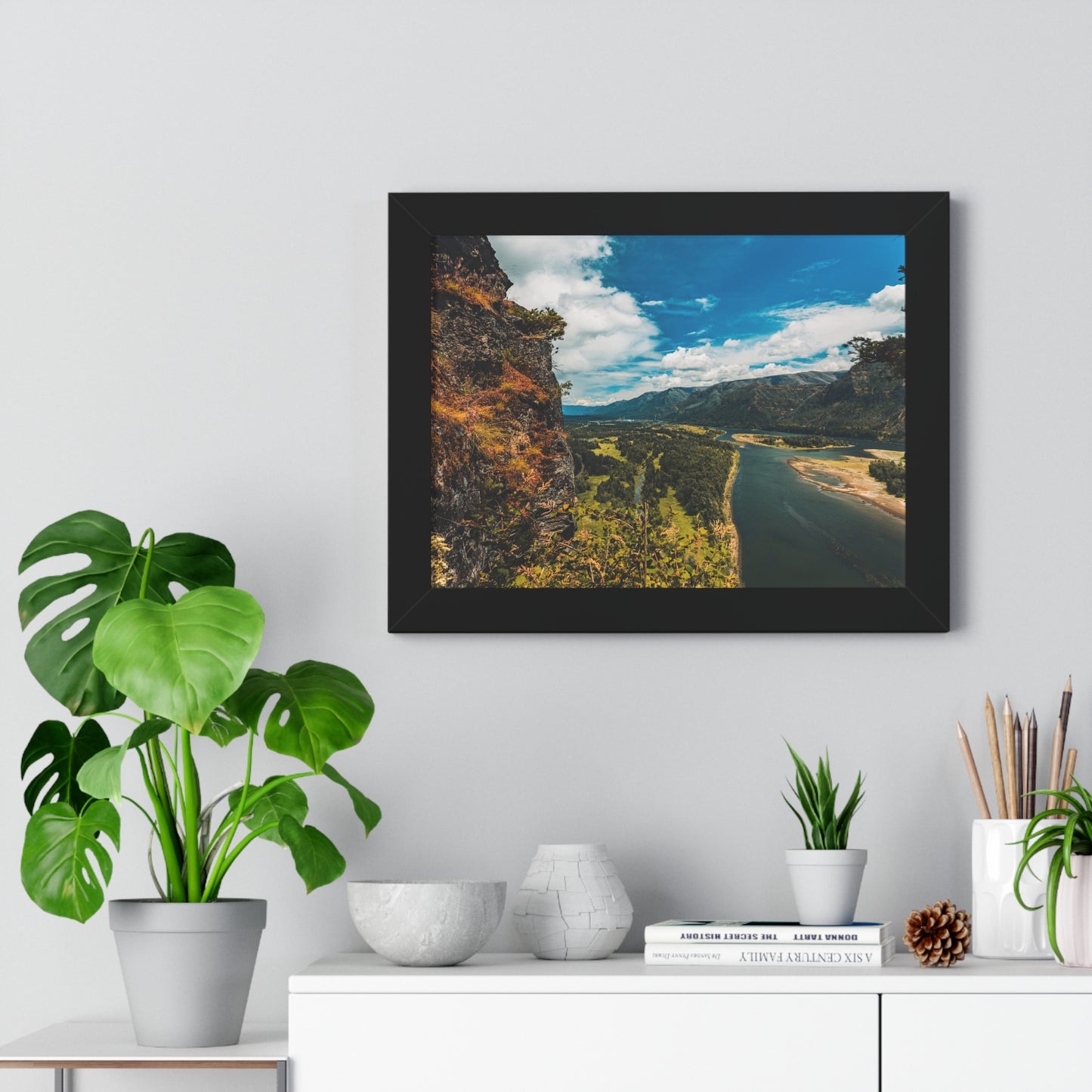 Washington - Beacon Rock  - Framed Horizontal Poster