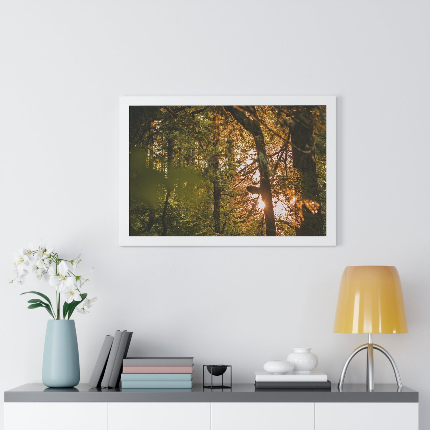Oregon - Latourell Falls Sunset - Framed Horizontal Poster
