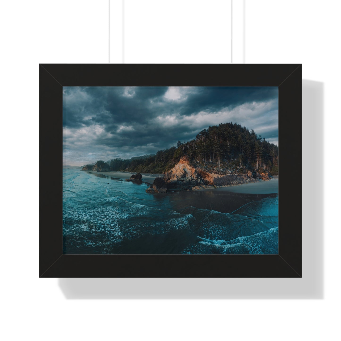 Oregon - Hug Point View - Framed Horizontal Poster
