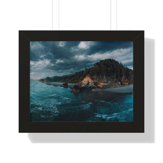 Oregon - Hug Point View - Framed Horizontal Poster