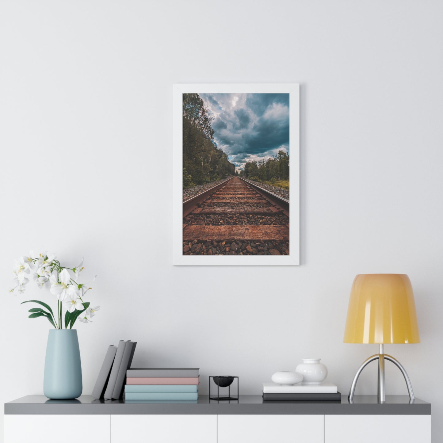 Oregon Train Tracks - Framed Vertical Poster