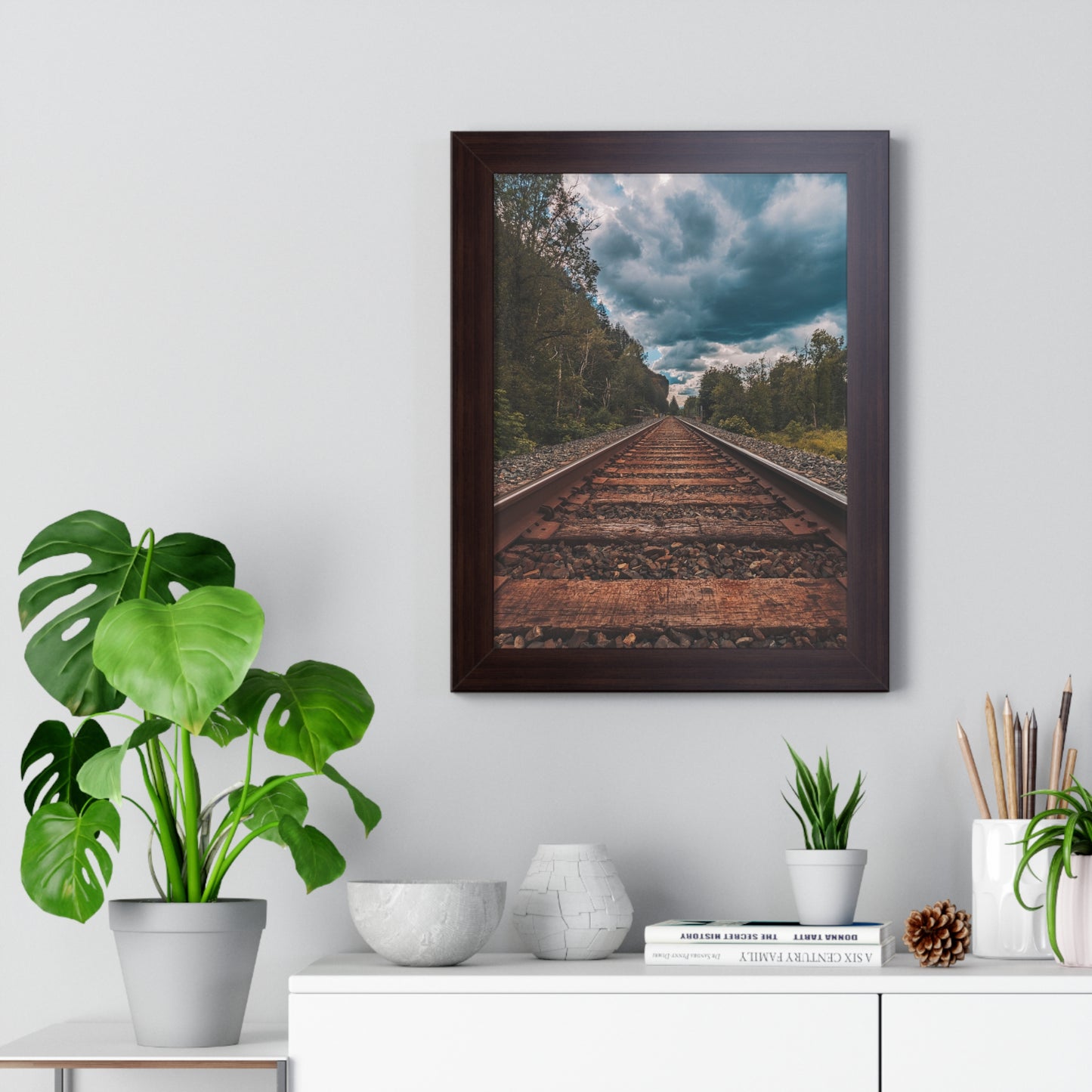 Oregon Train Tracks - Framed Vertical Poster