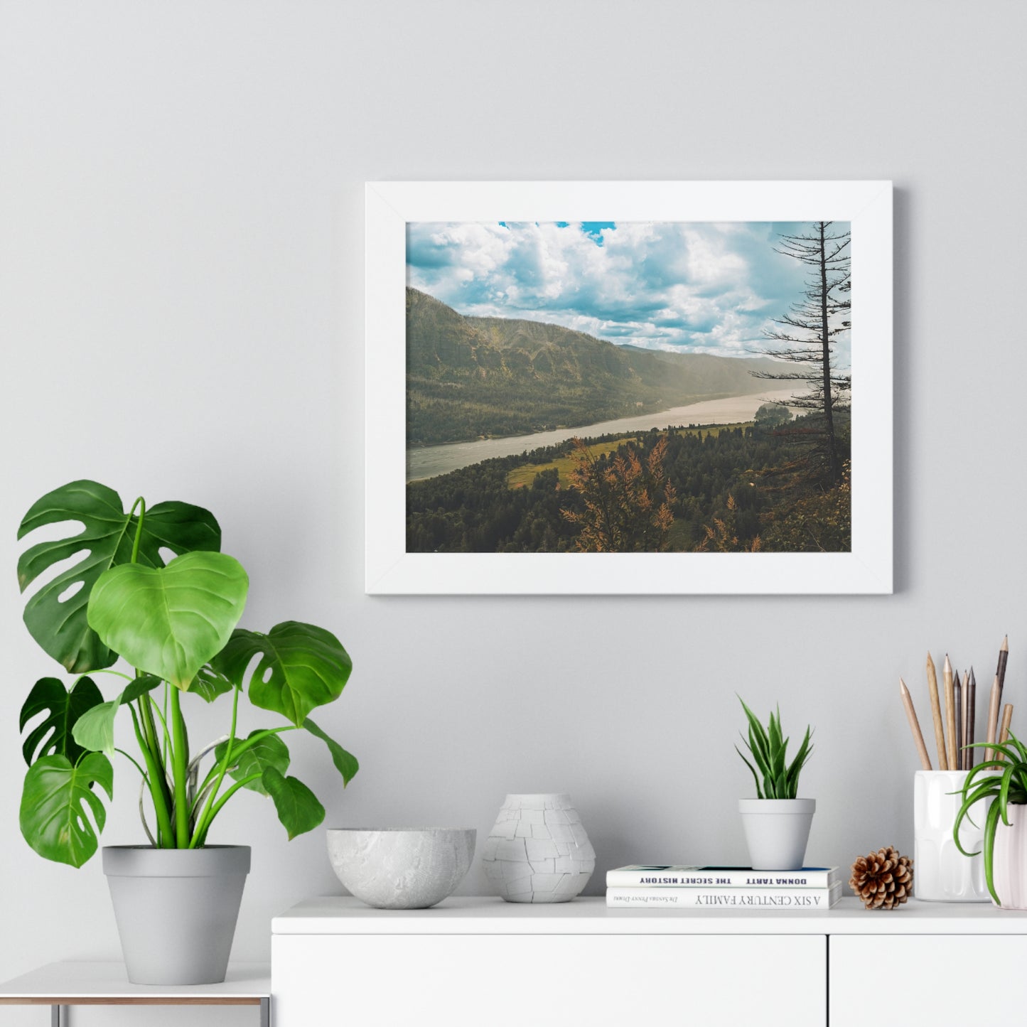 Washington - Beacon Rock Overlook - Framed Horizontal Poster