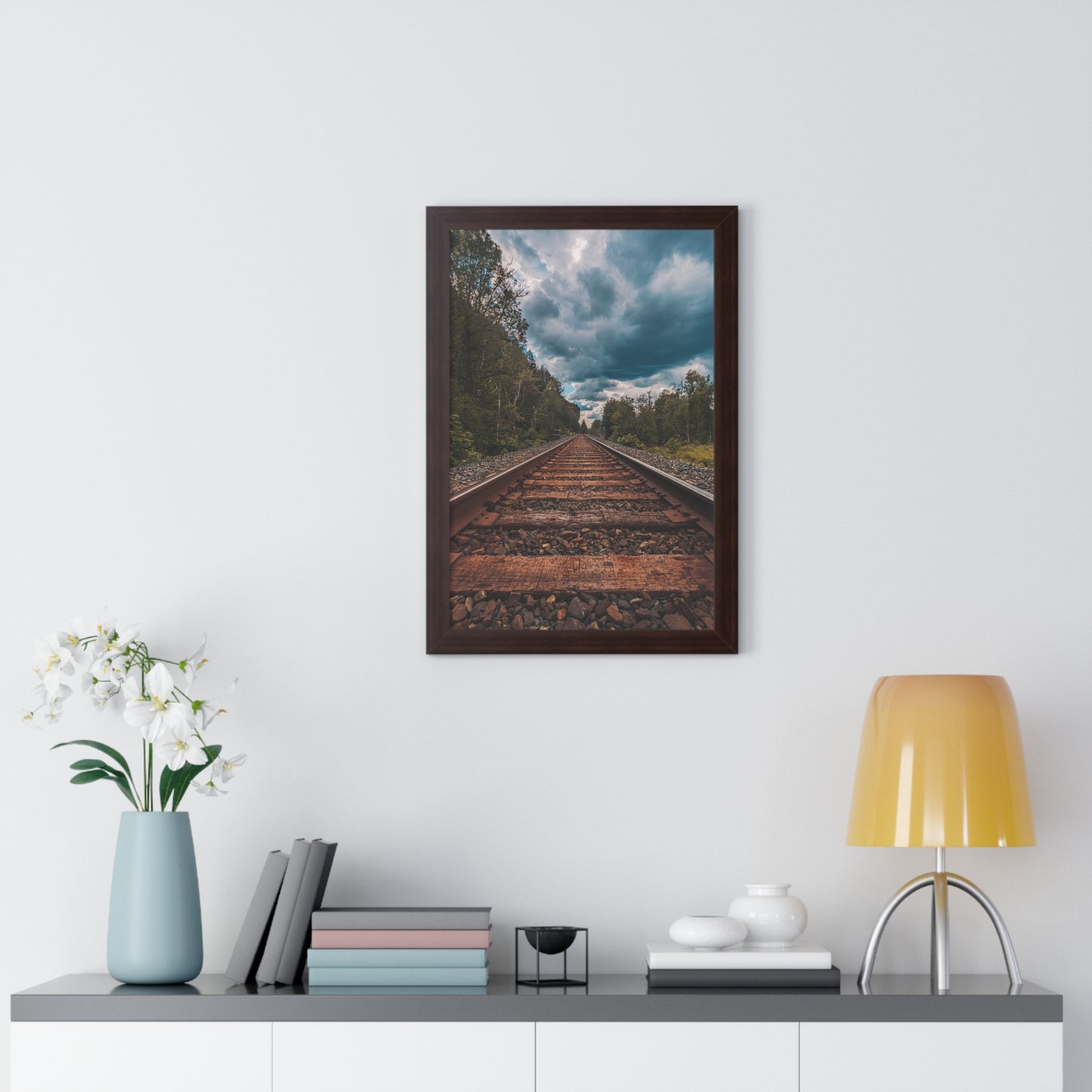 Oregon Train Tracks - Framed Vertical Poster