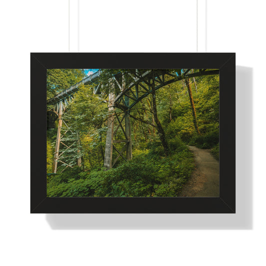 Oregon - Latourell Falls Bridge Trail - Framed Horizontal Poster