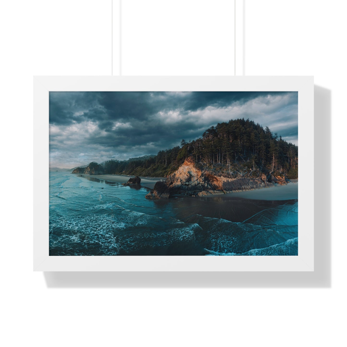 Oregon - Hug Point View - Framed Horizontal Poster