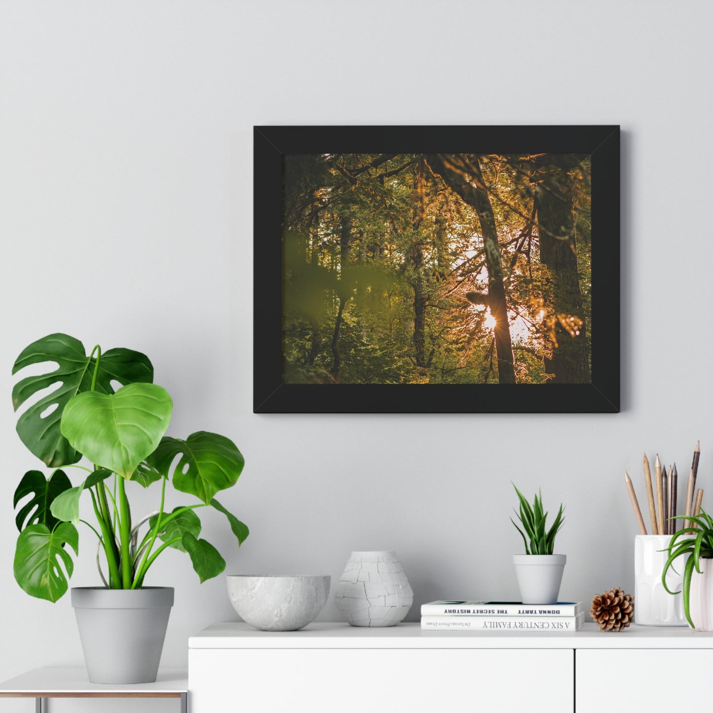 Oregon - Latourell Falls Sunset - Framed Horizontal Poster