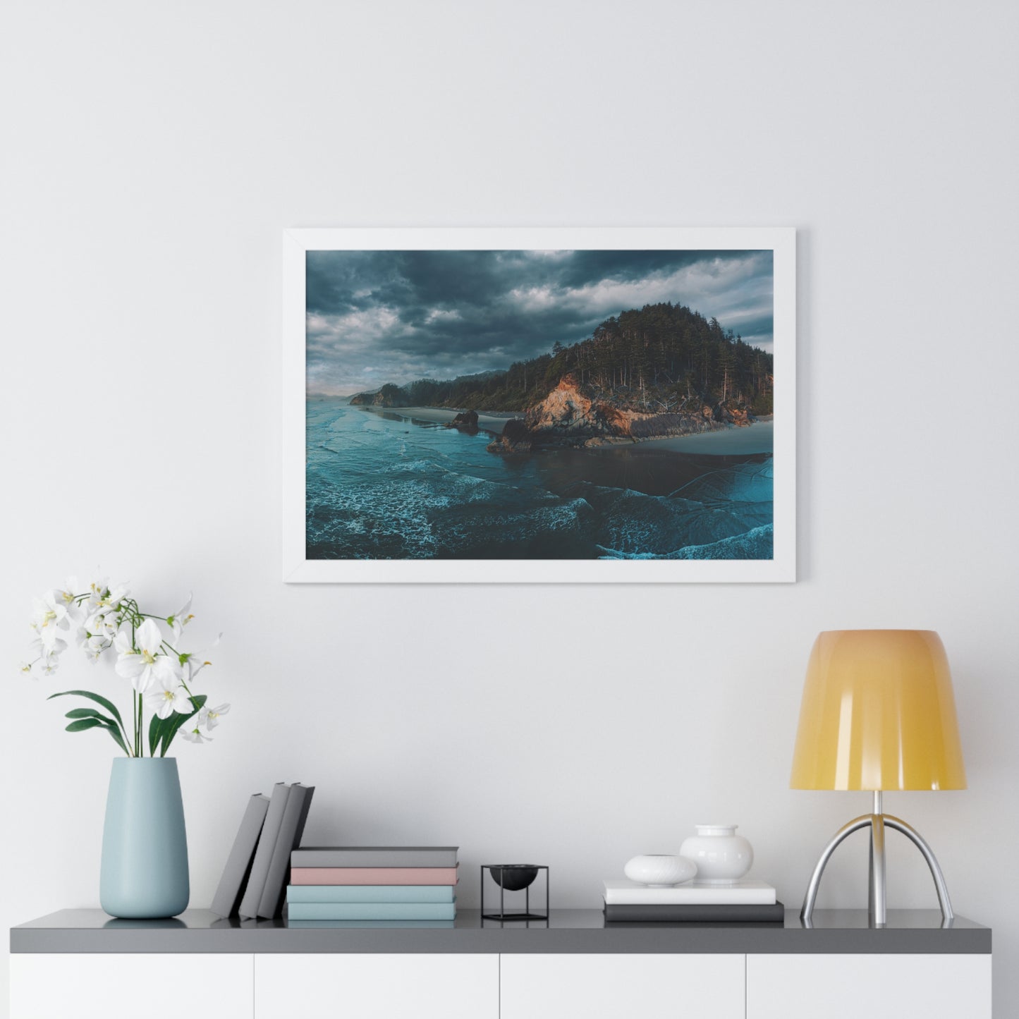 Oregon - Hug Point View - Framed Horizontal Poster