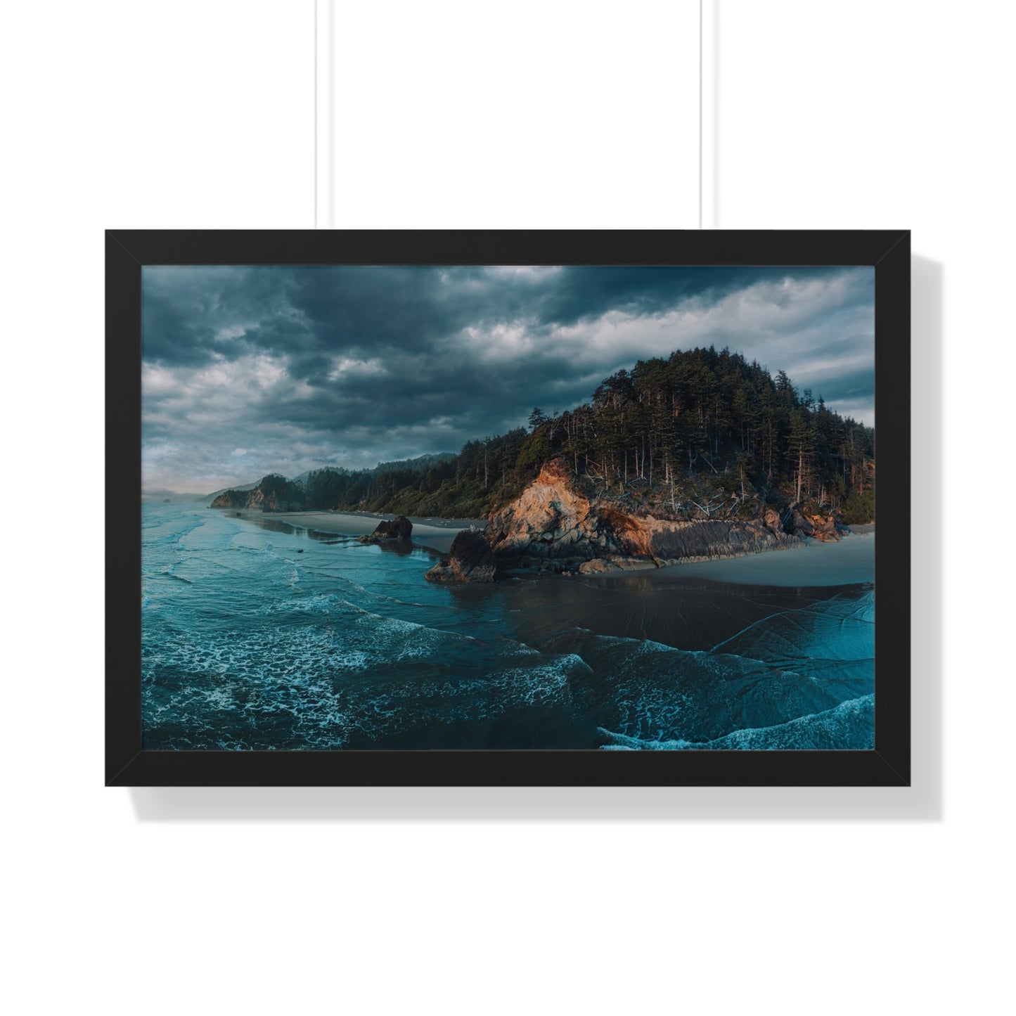 Oregon - Hug Point View - Framed Horizontal Poster
