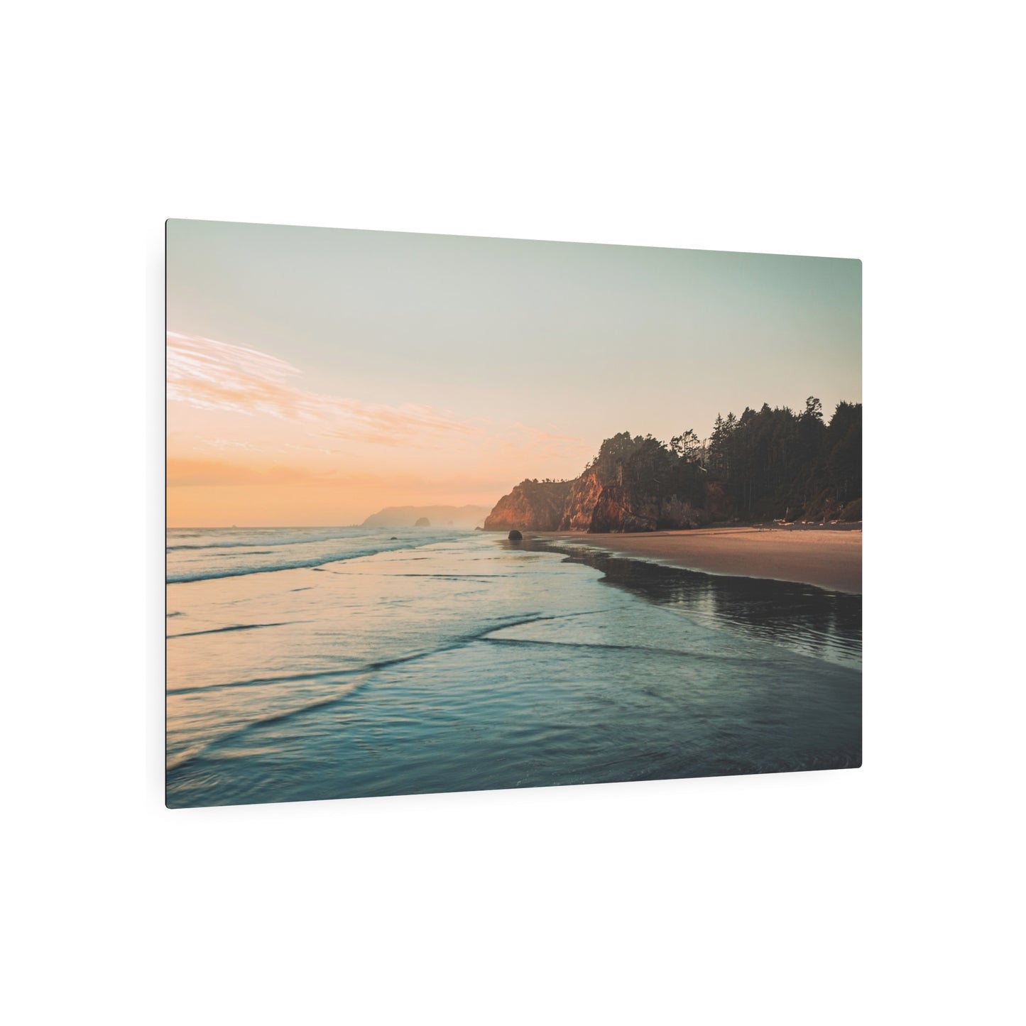 Oregon - Hug Point Sunset - Metal Art Sign