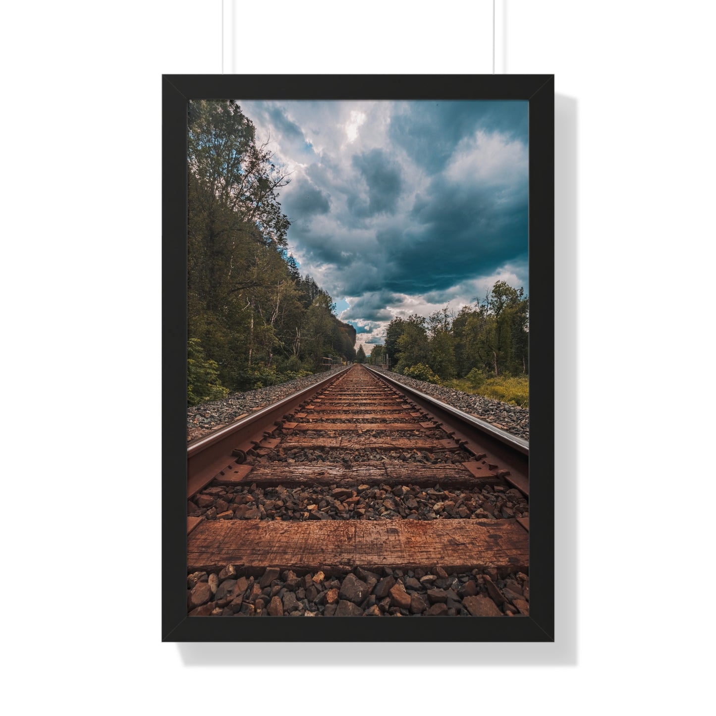 Oregon Train Tracks - Framed Vertical Poster