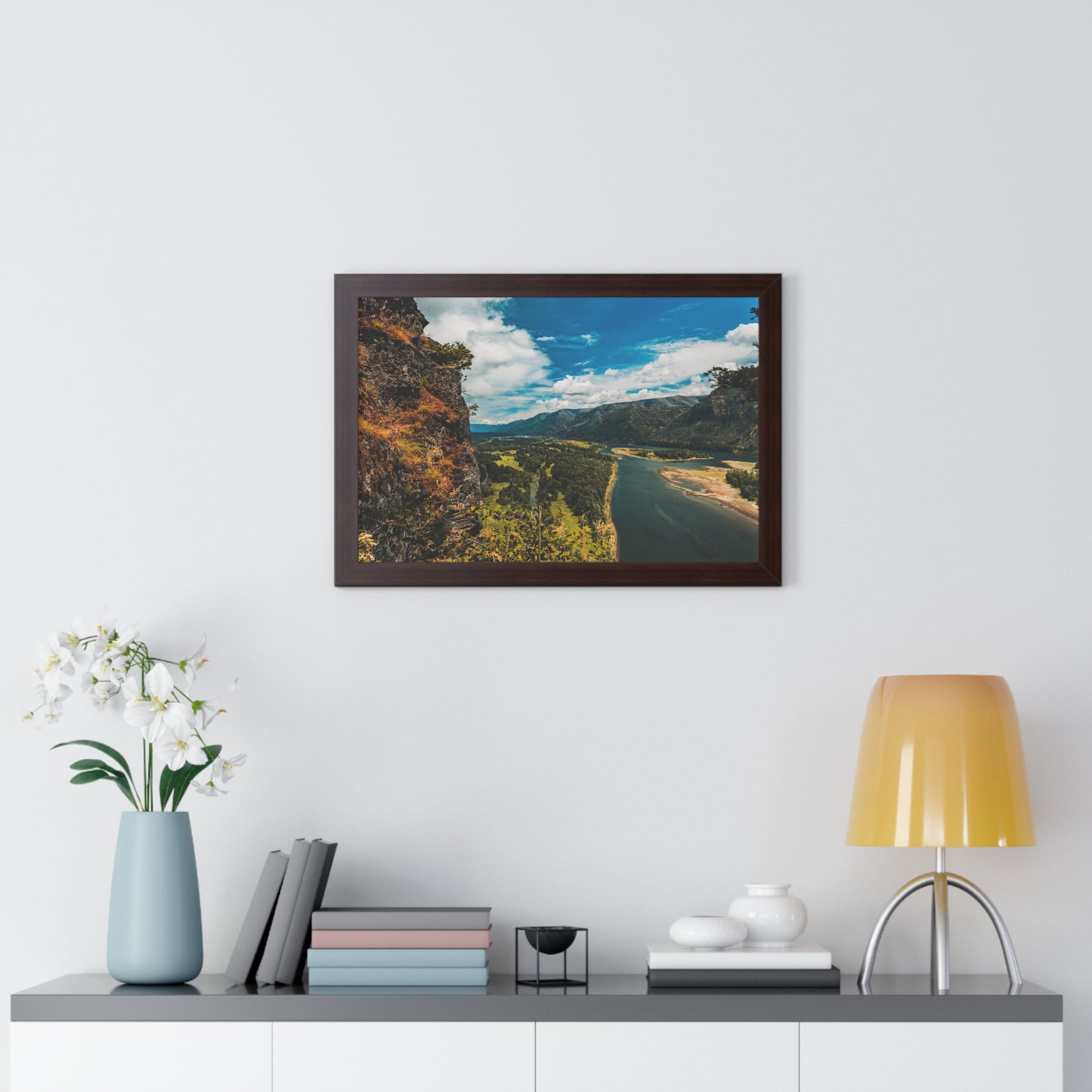 Washington - Beacon Rock  - Framed Horizontal Poster