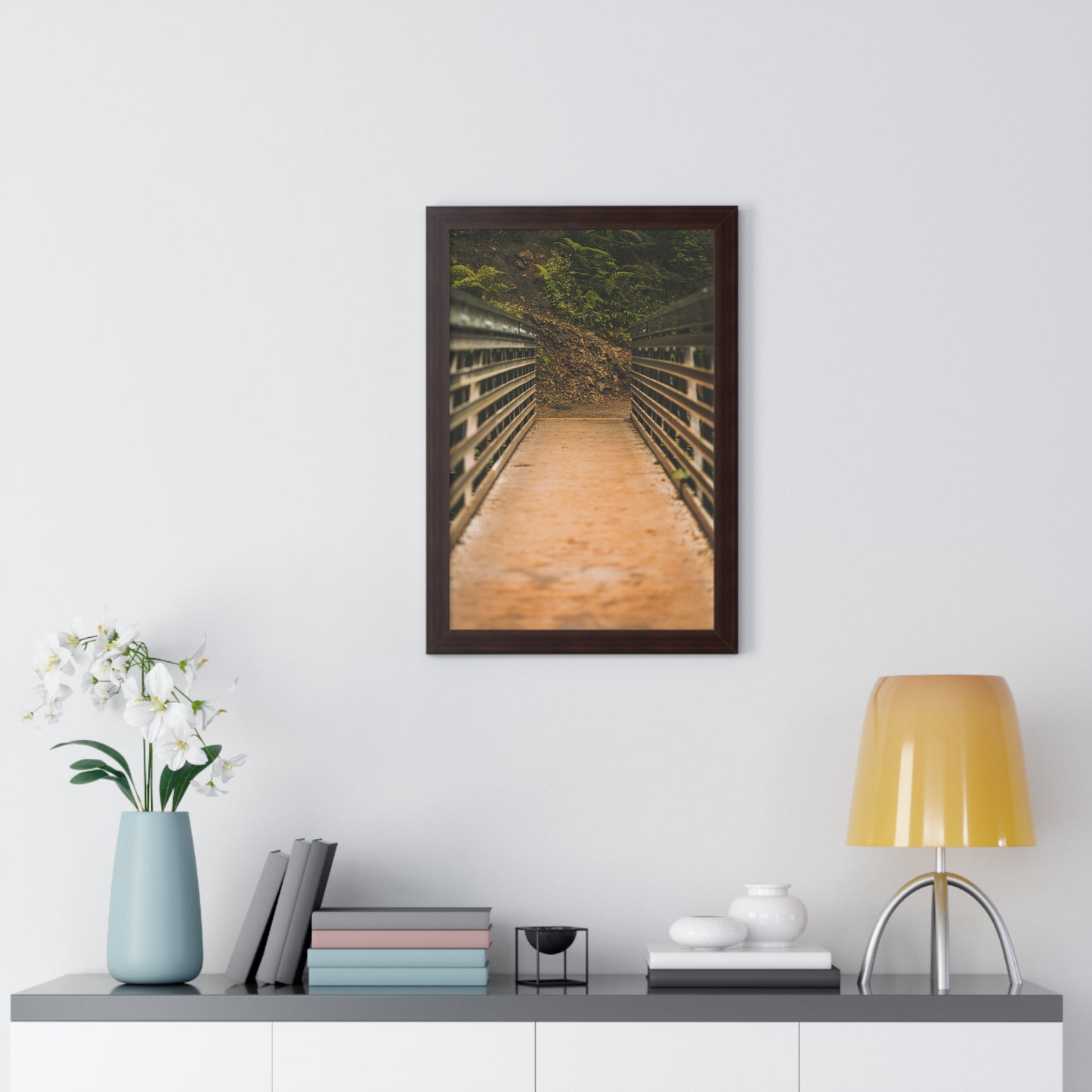 Oregon - Upper Latourell Falls Bridge - Framed Vertical Poster