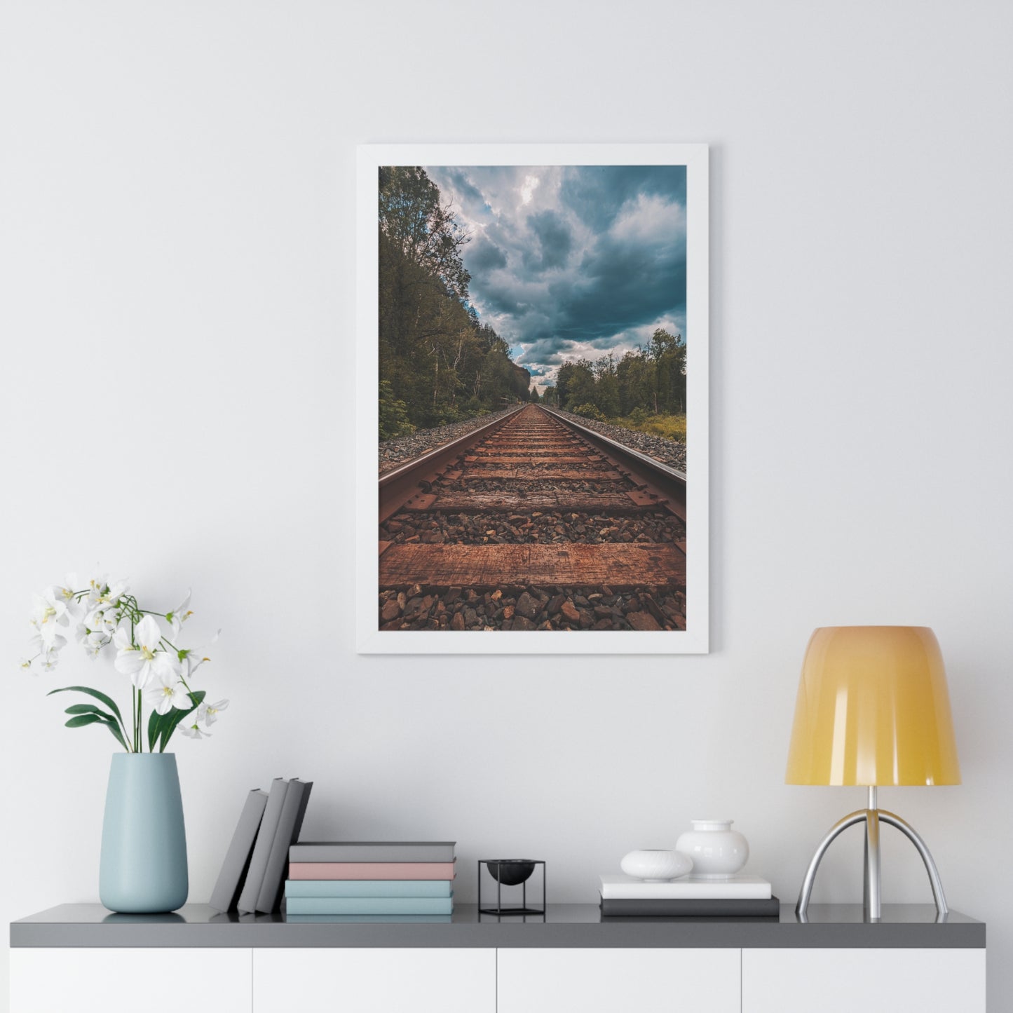 Oregon Train Tracks - Framed Vertical Poster