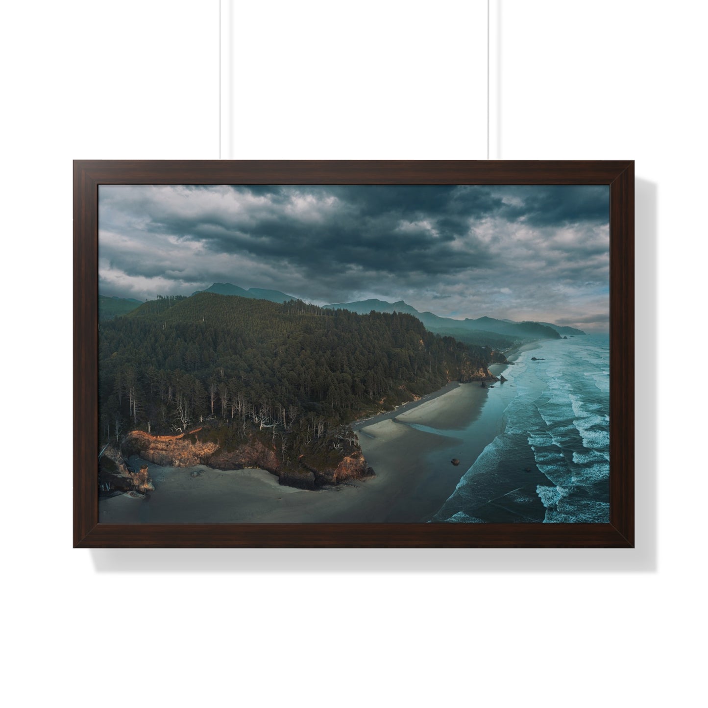 Oregon - Hug Point Sky View - Framed Horizontal Poster