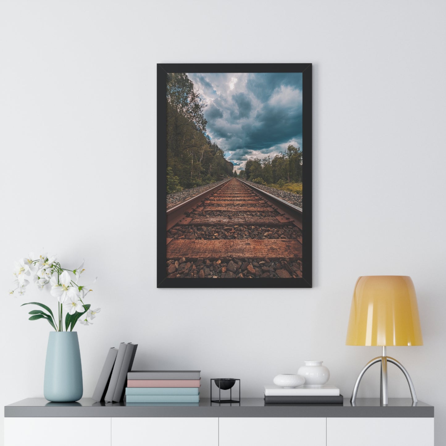 Oregon Train Tracks - Framed Vertical Poster