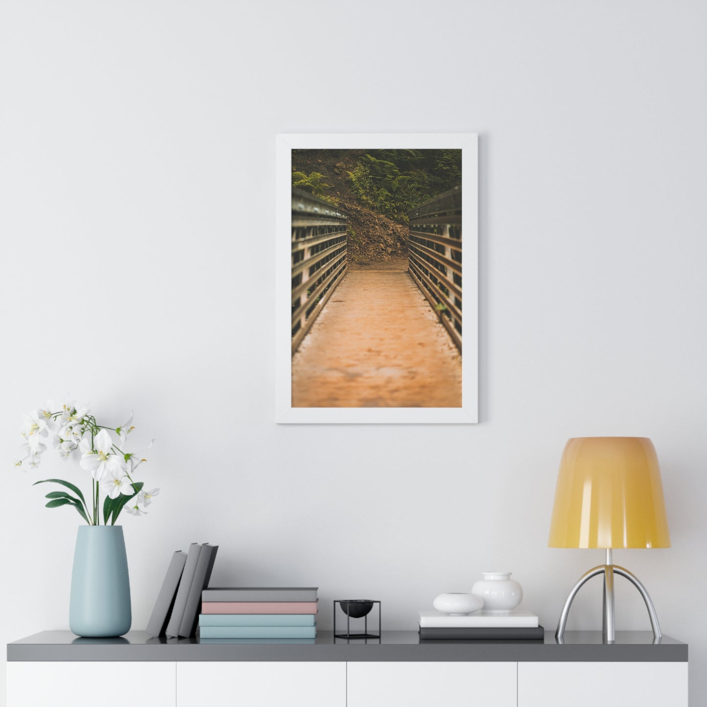 Oregon - Upper Latourell Falls Bridge - Framed Vertical Poster