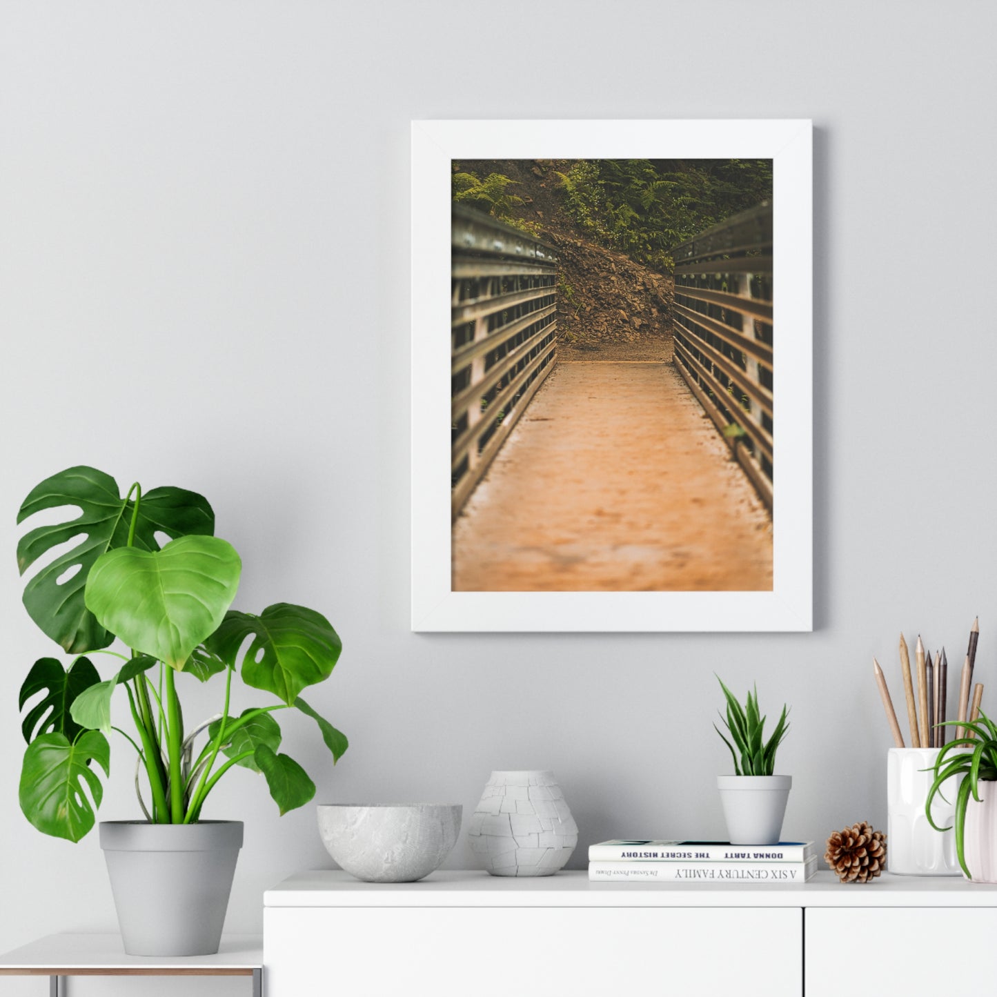 Oregon - Upper Latourell Falls Bridge - Framed Vertical Poster