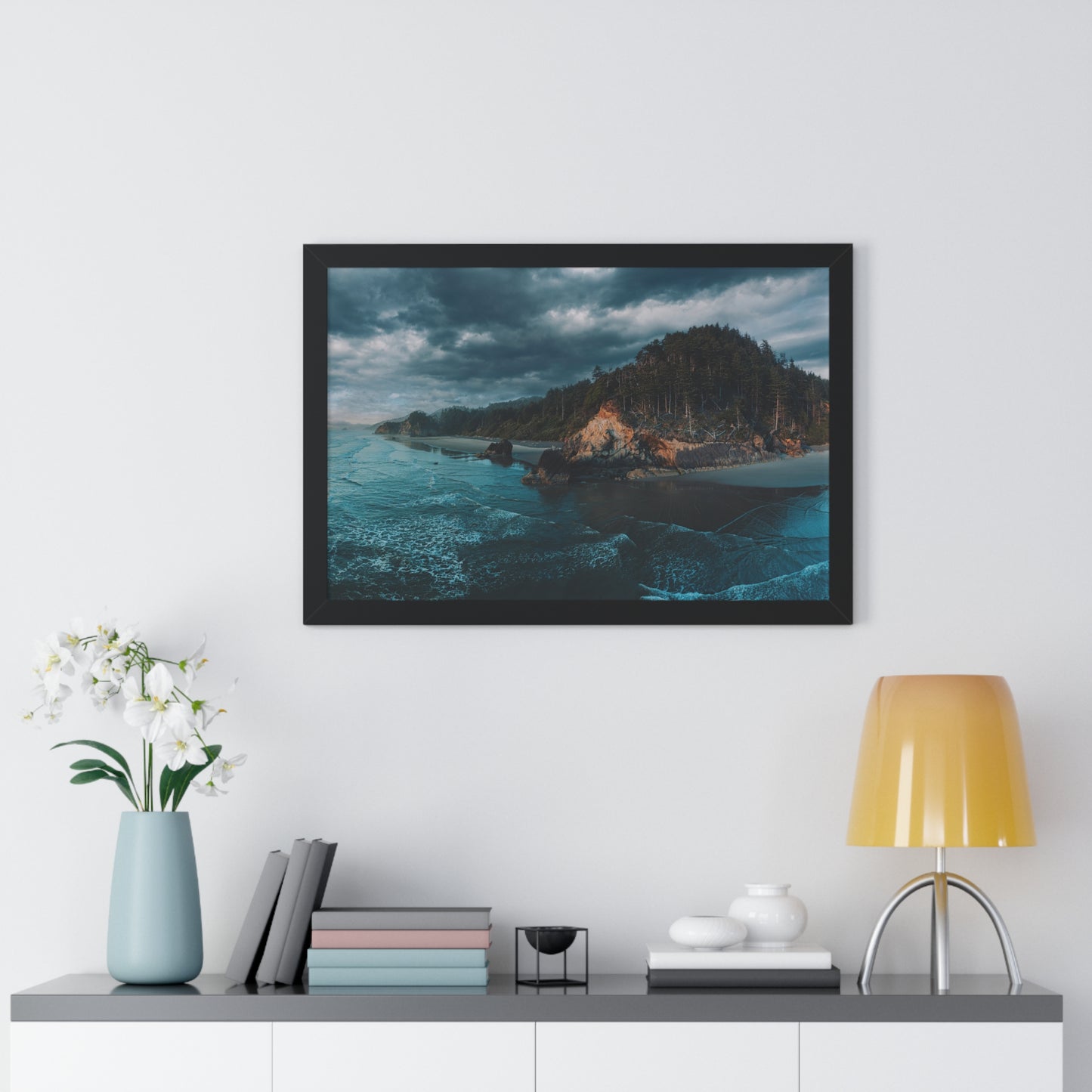 Oregon - Hug Point View - Framed Horizontal Poster