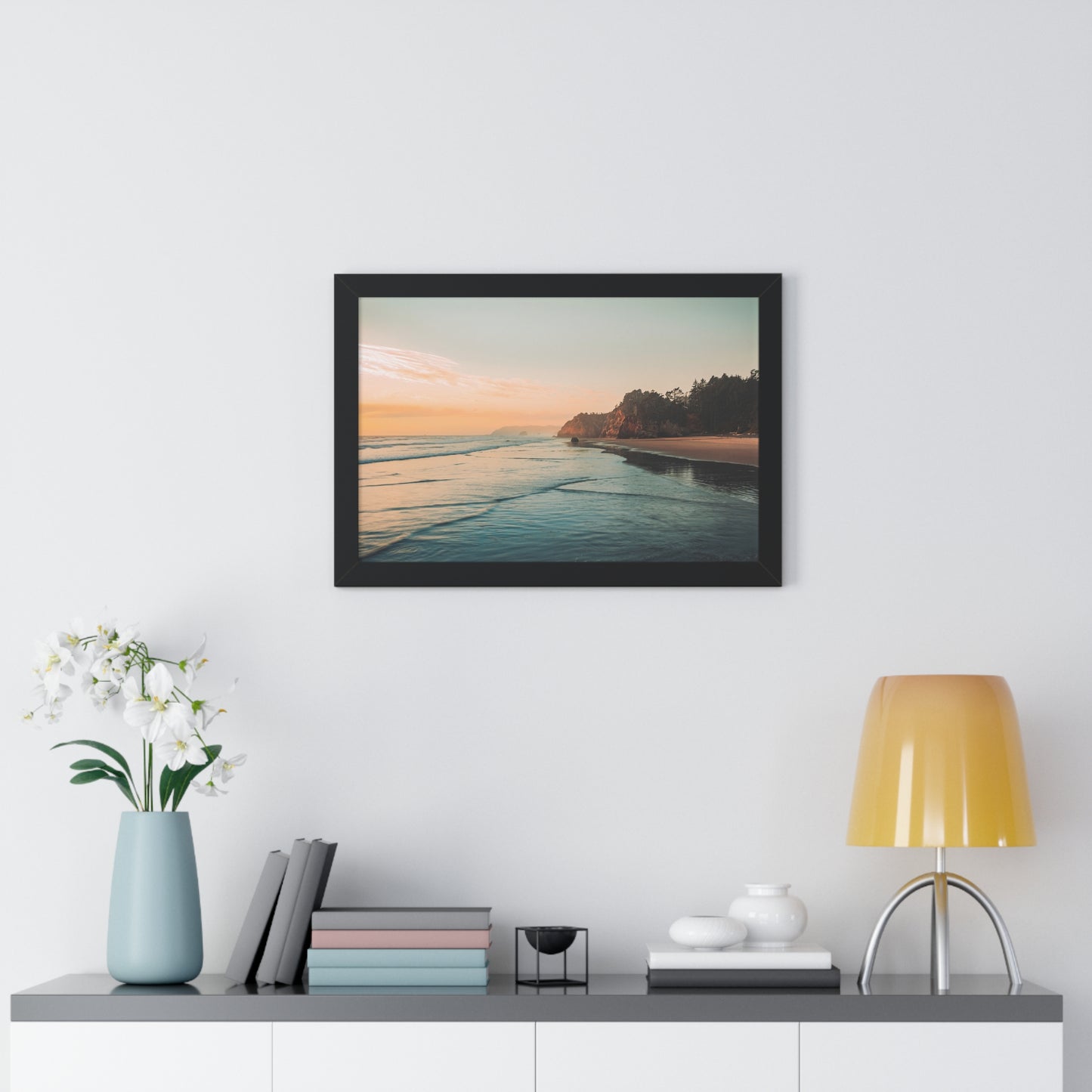 Oregon - Hug Point Sunset  - Framed Horizontal Poster
