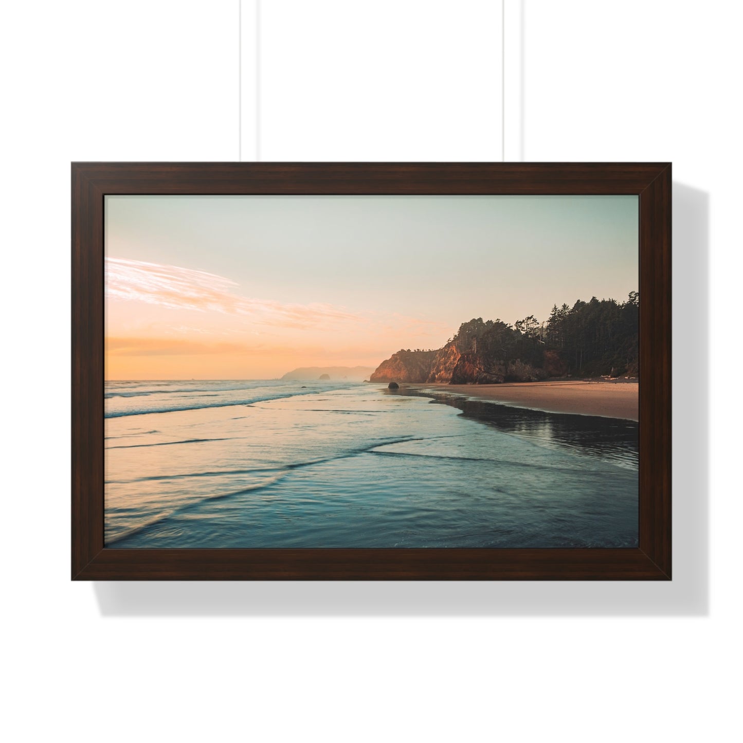Oregon - Hug Point Sunset  - Framed Horizontal Poster