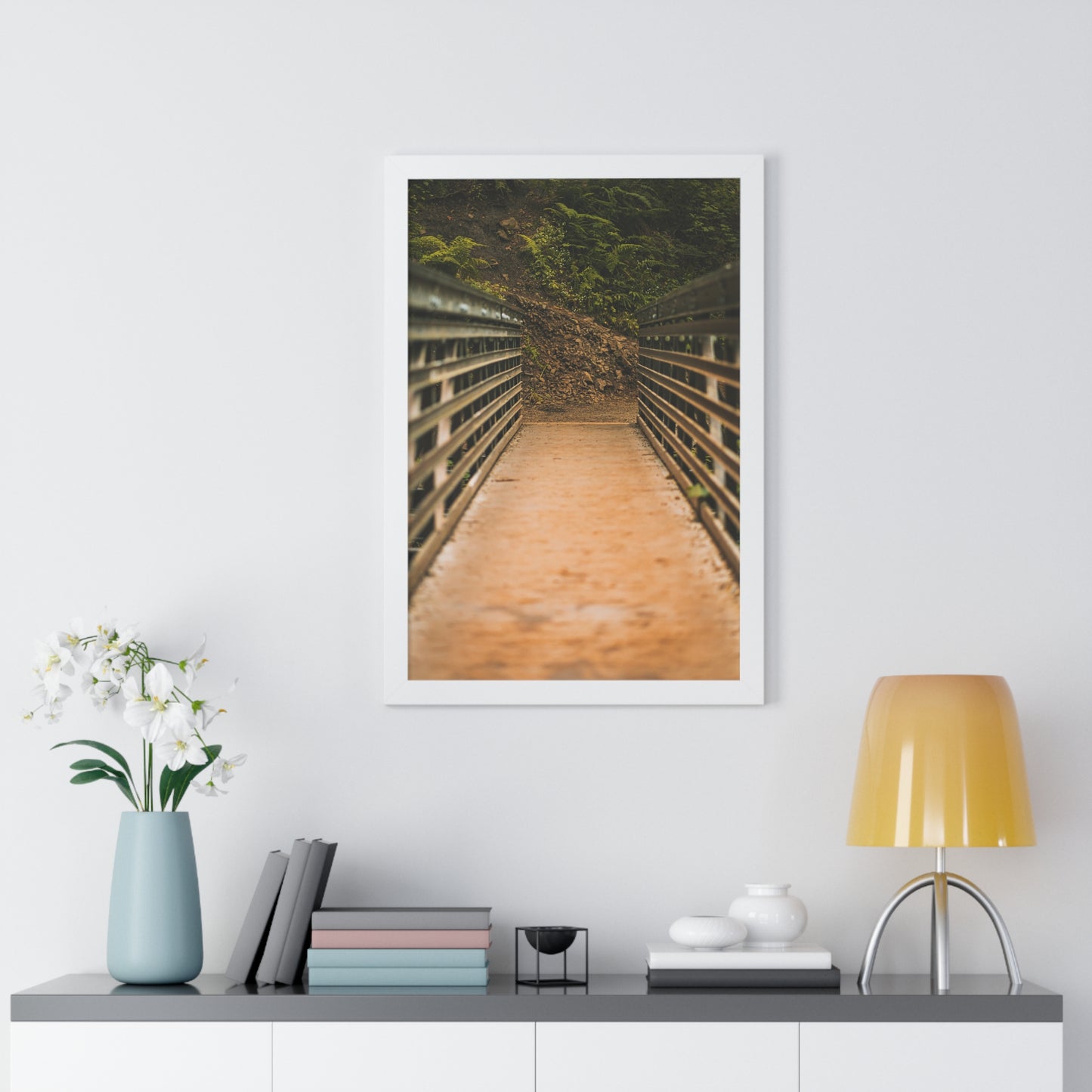 Oregon - Upper Latourell Falls Bridge - Framed Vertical Poster