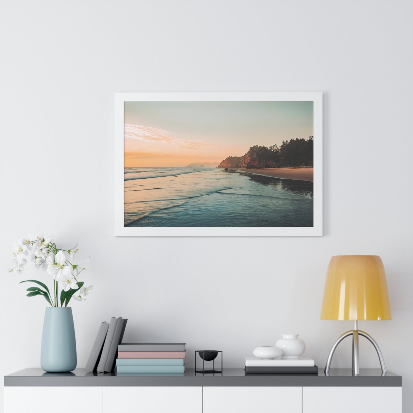 Oregon - Hug Point Sunset  - Framed Horizontal Poster