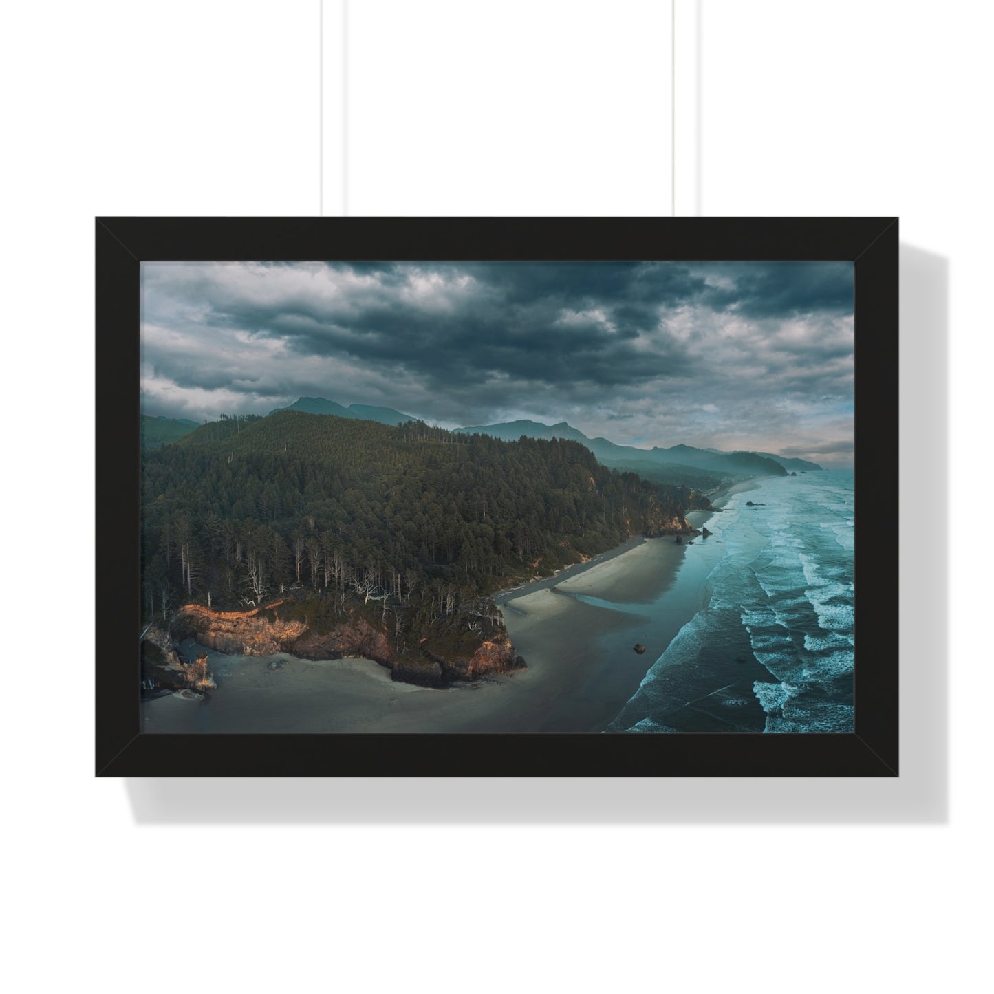 Oregon - Hug Point Sky View - Framed Horizontal Poster