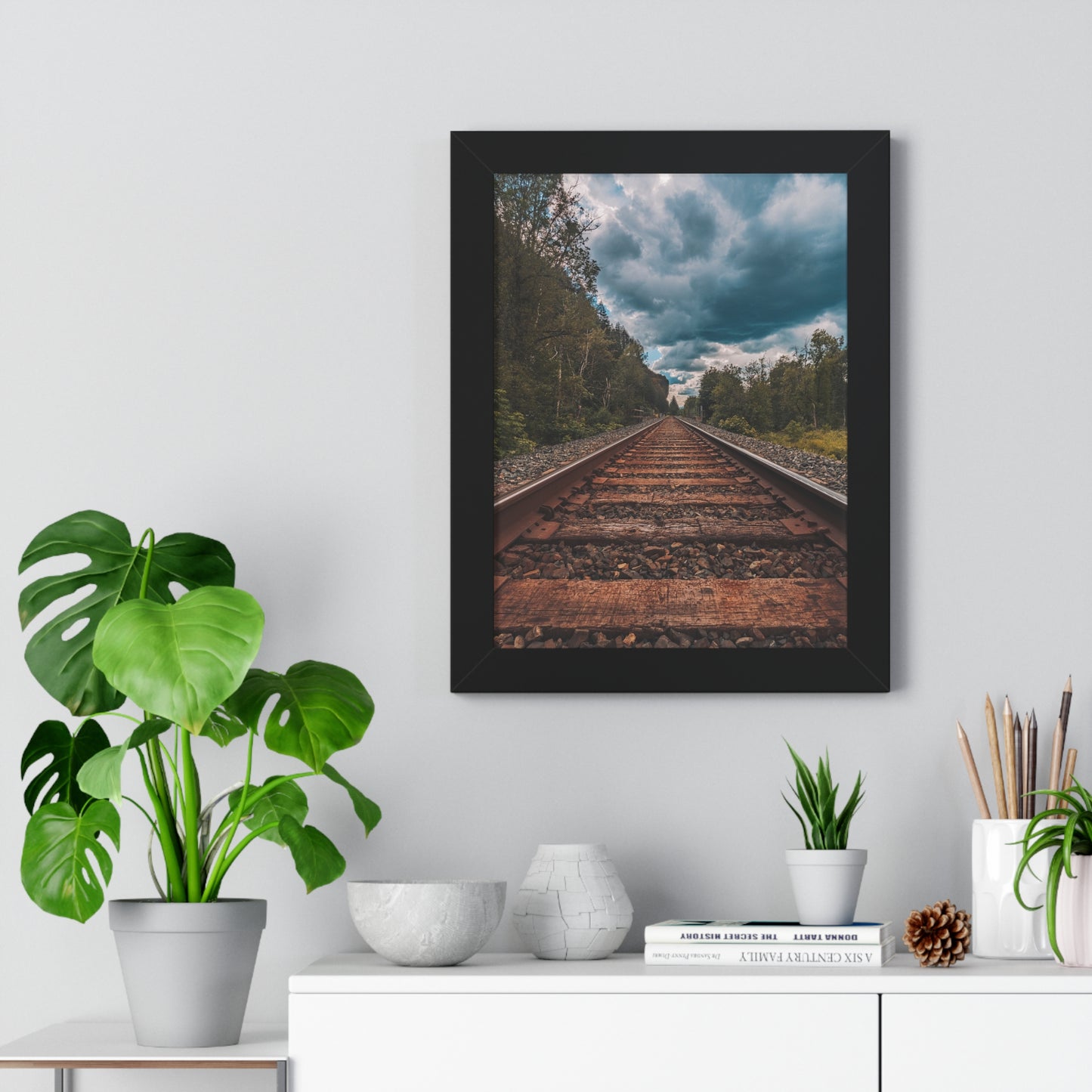 Oregon Train Tracks - Framed Vertical Poster