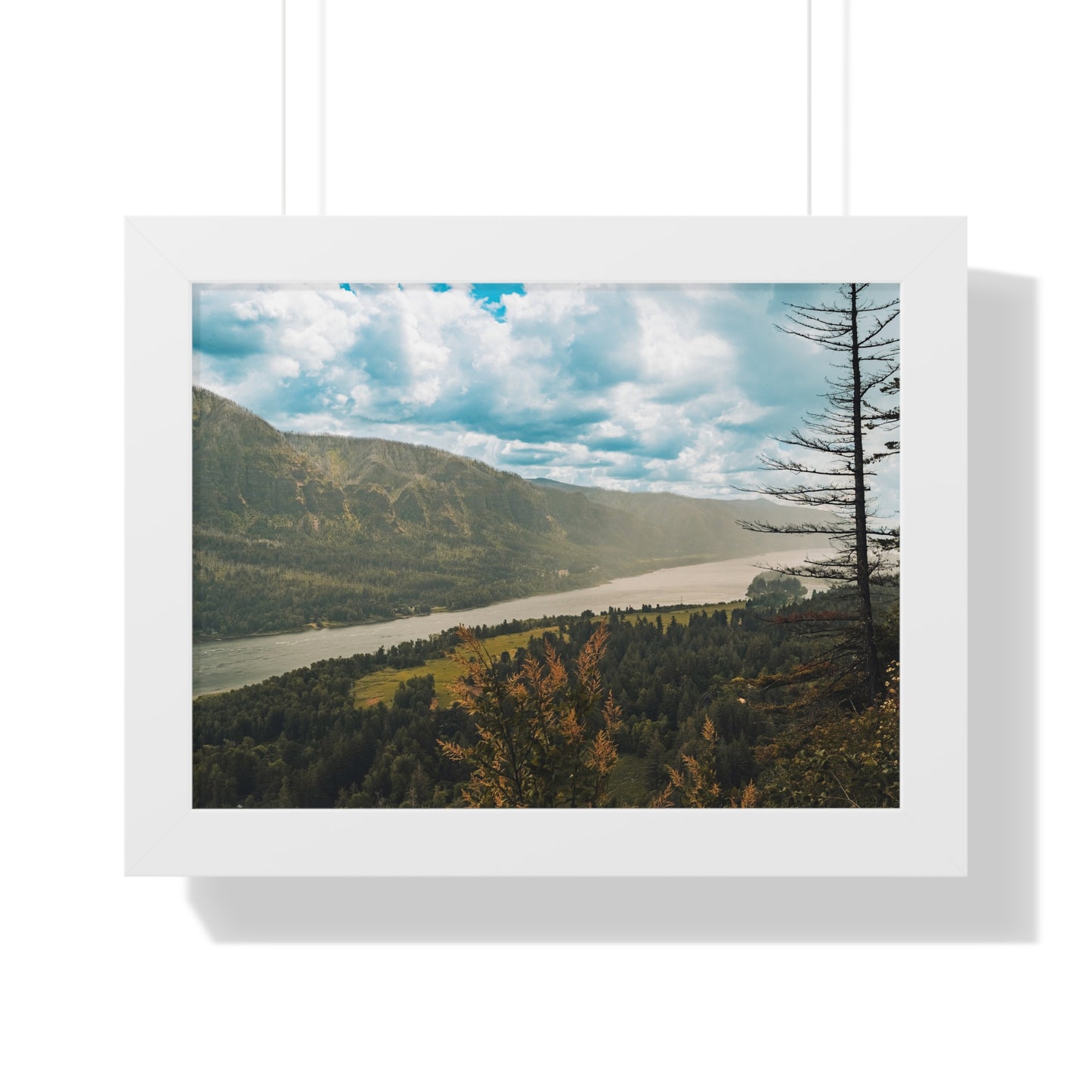 Washington - Beacon Rock Overlook - Framed Horizontal Poster