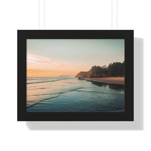 Oregon - Hug Point Sunset  - Framed Horizontal Poster