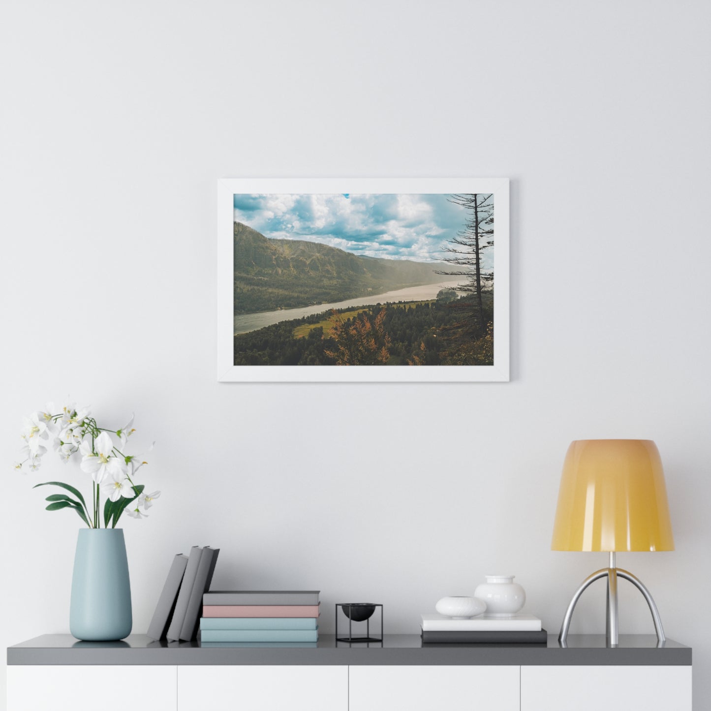 Washington - Beacon Rock Overlook - Framed Horizontal Poster