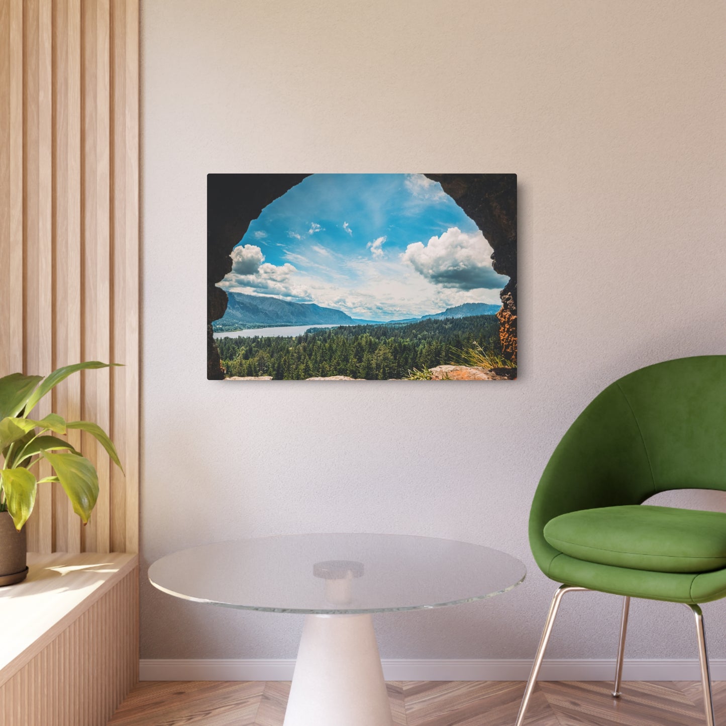 Washington - Beacon Rock View  - Metal Art Sign