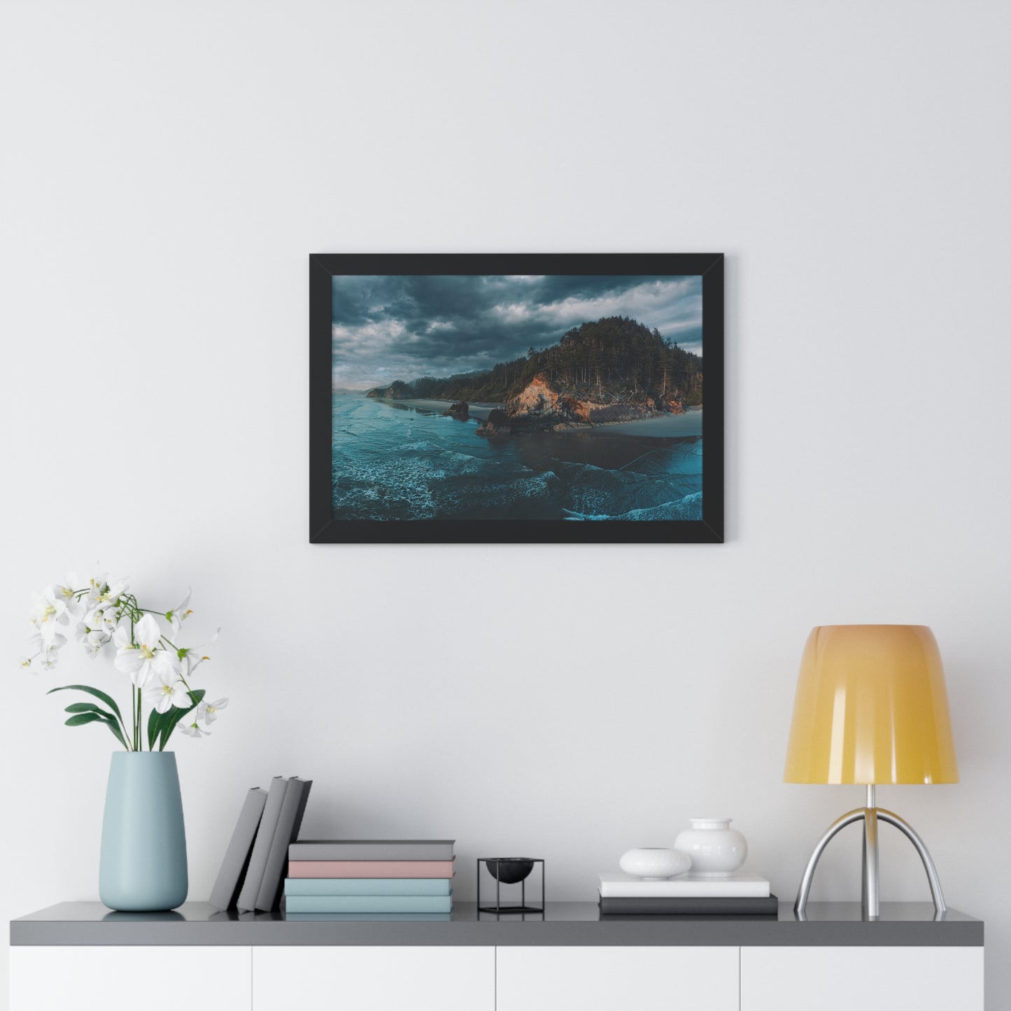 Oregon - Hug Point View - Framed Horizontal Poster